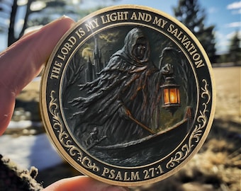 Memento Mori Münze Psalm 27:1 Der Fährmann, Stoiker Erinnerungs Token