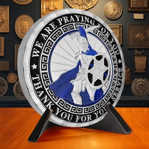 Police Challenge Coin - Police  Sheriffs Prayer Coins - Thin Blue Line Spartan Coin - Police Officer Gifts for Him/ Her/ Son/ Dad