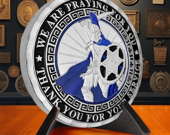 Police Challenge Coin - Police  Sheriffs Prayer Coins - Thin Blue Line Spartan Coin - Police Officer Gifts for Him/ Her/ Son/ Dad