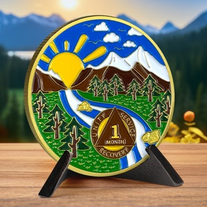 1 Month Sobriety Coin - AA/NA Medallion Recovery Chips - One Month Clean Alcoholic/Narcotics Anonymous Sober Gift Token