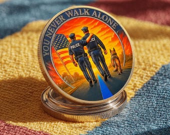 Moneda de la Paz Nunca Solo Insignia de Socio en la Justicia Moneda de Desafío de Oficial de Policía de Línea Azul Delgada