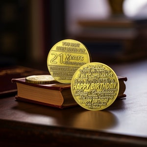 Happy 21 st Birthday Celebrate & Commemorative Coin - Birthday Decorations Gift Tokens for son/daughter/him/her