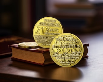 Happy 21 st Birthday Celebrate & Commemorative Coin - Birthday Decorations Gift Tokens for son/daughter/him/her