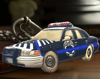 Police Cruiser Challenge Coin: Thin Blue Line, St Michael Prayer