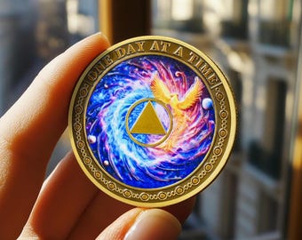 Whirlpool Phoenix AA Chip 1-40years (Customizable year) Sobriety Coin-Daily Sober Medallions One Day at a Time Gifts for Men & Women