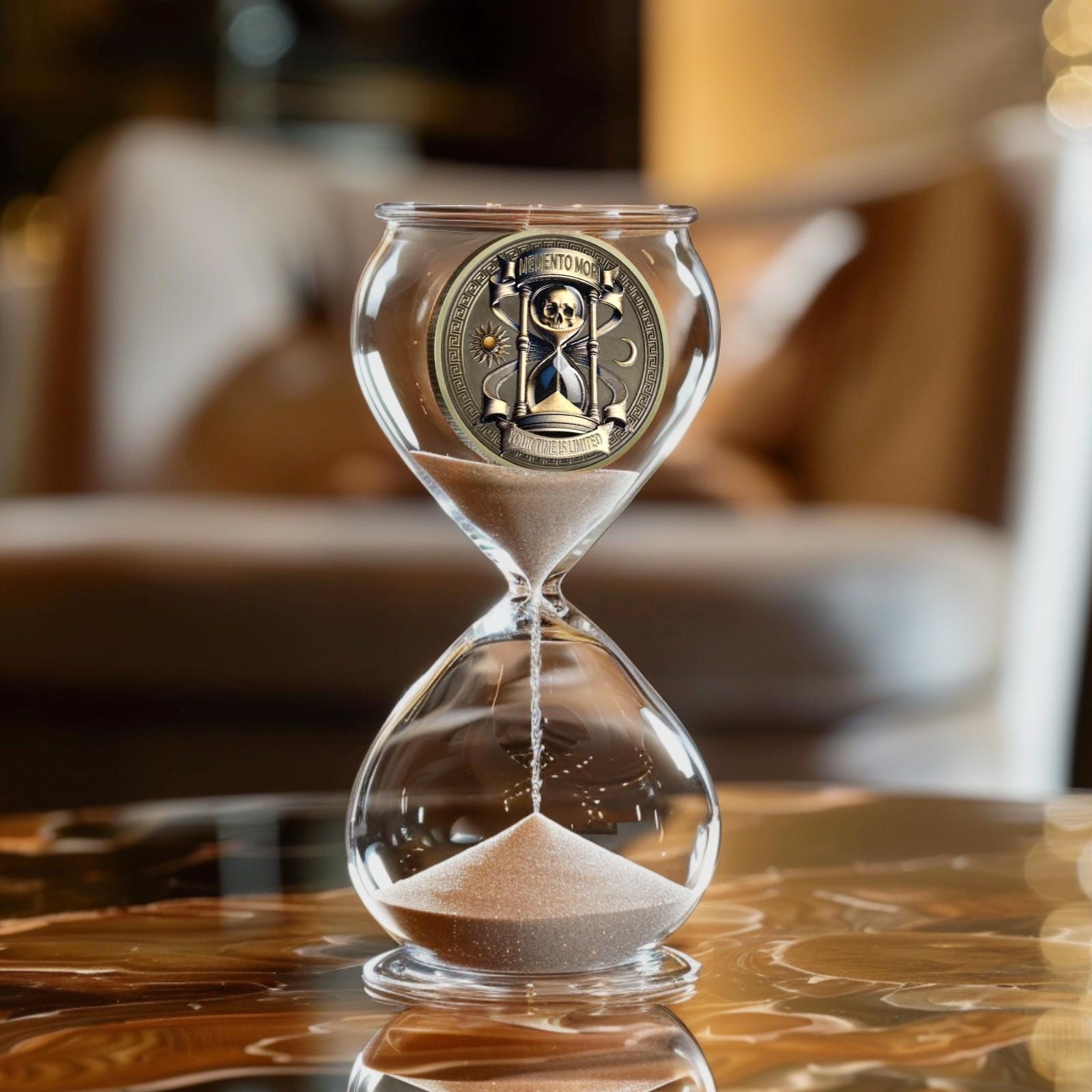 RYUKENLM Memento Mori Münzen Set 5 Stück | Totenkopf & Carpe Diem Design | Zinklegierung Antik Silber