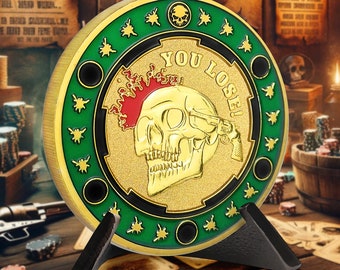 Skull Outlaw Decision Coin – I Win You Lose Gaming Flip Tokens - Heads & Tails Amusement Pocket Coins