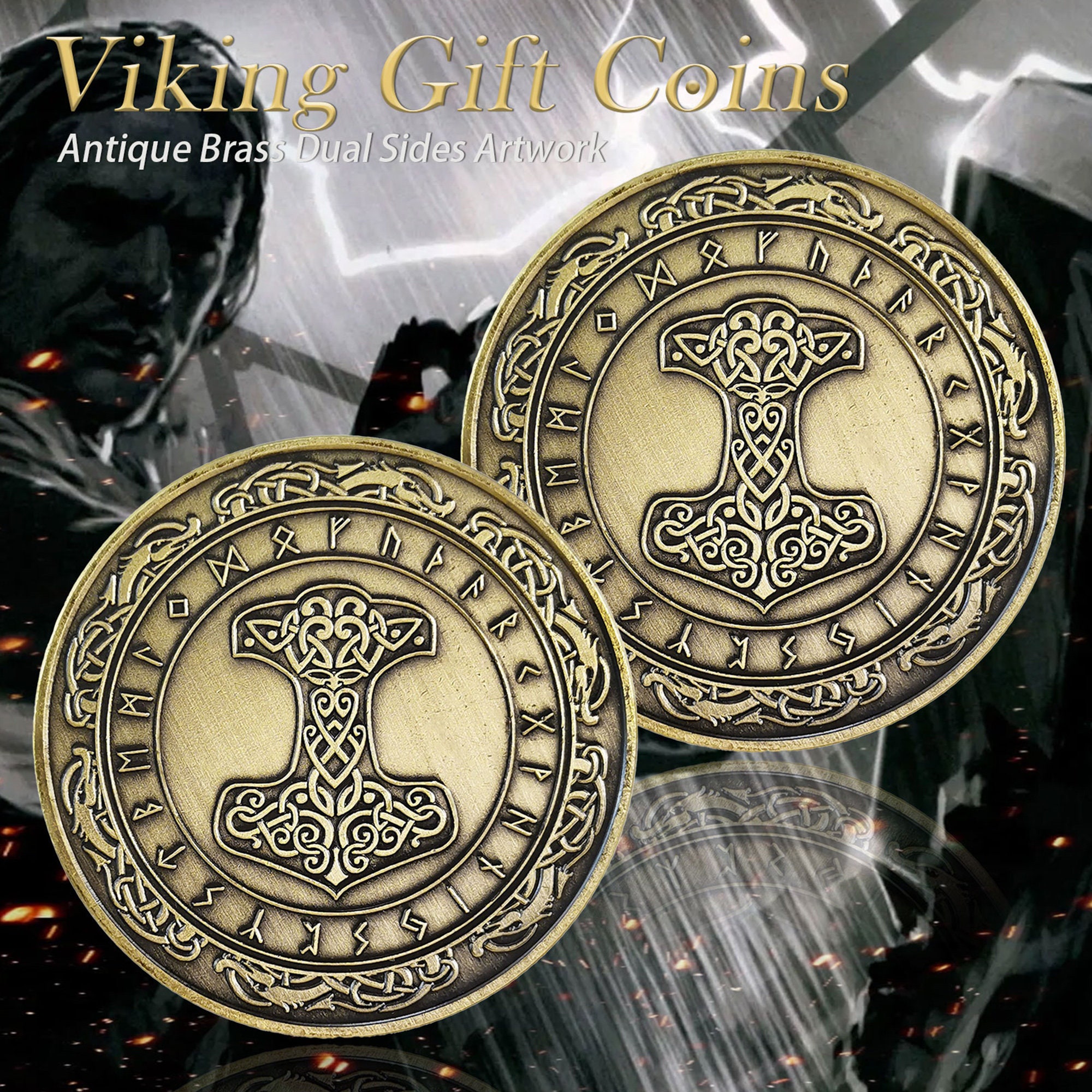 Yggdrasil Viking Challenge Coin - Norse Tree Of Life Design In Antique