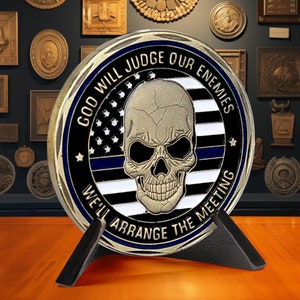 Police Officer Challenge Coin - St Michael Coin - Thin Blue Line Prayer Coin - Police Department Badge - Law Enforcement Gift for Him/ Her