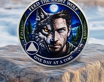 Another You AA Chip Customizable year Werewolf AA Sobriety Coin-Daily Sober Medallions One Day at a Time Gifts for Men and Women