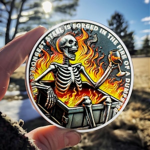 Dumpster Fire Skull Coin AA Chip 1-10 Year (Customizable year) Sobriety Coin- Recovery Gift- AA Yearly Celebrate Sober Gift for Men/Women