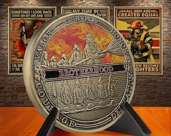 Firefighter Challenge Coin - Fireman Prayer Coin - Firefighter Retirement Gift for Him/ Her/ Son/ Dad - Fire Department Pocket Coin