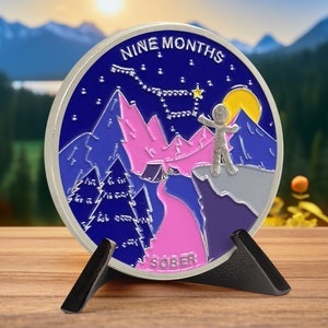 Nüchternheit 9 Monate Münze - AA Chip (1-12 Monate) - AA Medaillon und Gebet in Genesung - Anonyme Alkoholiker Monatliches Geschenk