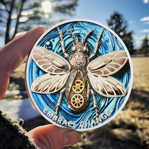 Steampunk Butterfly AA Medallion: Silver Plated Sobriety Coin