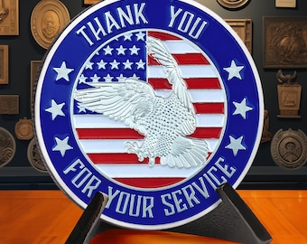 U.S. Veteran Commemorative Coin - American Flag and Eagle - Thank Your for Your Service - Veterans day Gift - Army Retirement Challenge Coin