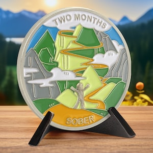 2 Months Sobriety Coin - AA Recovery Chips (1-12 Months) - AA Medallion Token - Alcoholics Anonymous Milestones Gift - 2 Months sober/clean