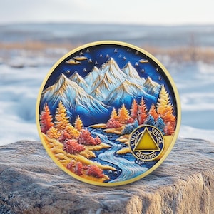 Medallón de AA con Oración de Serenidad: Moneda de Sobriedad Personalizable