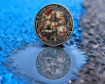 Knight Chivalry Chip Christian Religious Coin Chivalry Honor Courage Faith Coin-Armor of God Knight's token Knights Templar Challenge Coin