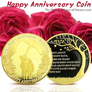 Happy Anniversary Coin - Love of Tree Commemorative Tokens Valentine's Gifts for him / her  - Wedding Anniversary Gift - Romantic Gift