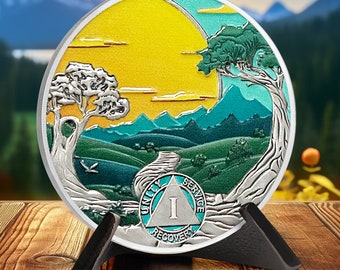 AA Medallion: Serenity Prayer, 1-10 Year Sobriety Coin