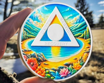 Wonderland AA Recovery Gifts - 1-40 Years or Any Text Custom Sobriety Coin - Sober Chips Gift for Sobriety Milestone Celebration