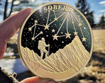 Starry Night AA Medallion: Custom Sobriety Gift, 1-10 Years