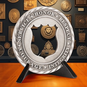 Police Challenge Coin - Shield Openwork Design Souvenir Coins - Law Enforcement Police Officer Gifts - Thank You Gift for Him/ Son/ Husband