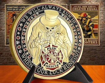 Firefighter Challenge coin - Fireman Coin - Thin Red Line Prayer Coins - Firefighter Token - Firefighter Gift for Man/Him/Dad/Son/Husband