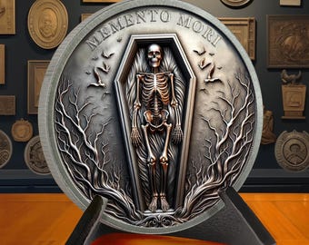 Memento Mori Coin: Skull & Coffin - Stoic Reminder Token