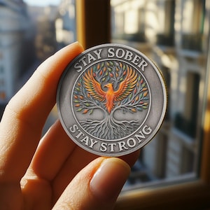 Phoenix nirvana AA Chip Customizable year Tree of Life Sobriety Coin-Daily Sober Medallions One Day at a Time Gifts for Men & Women