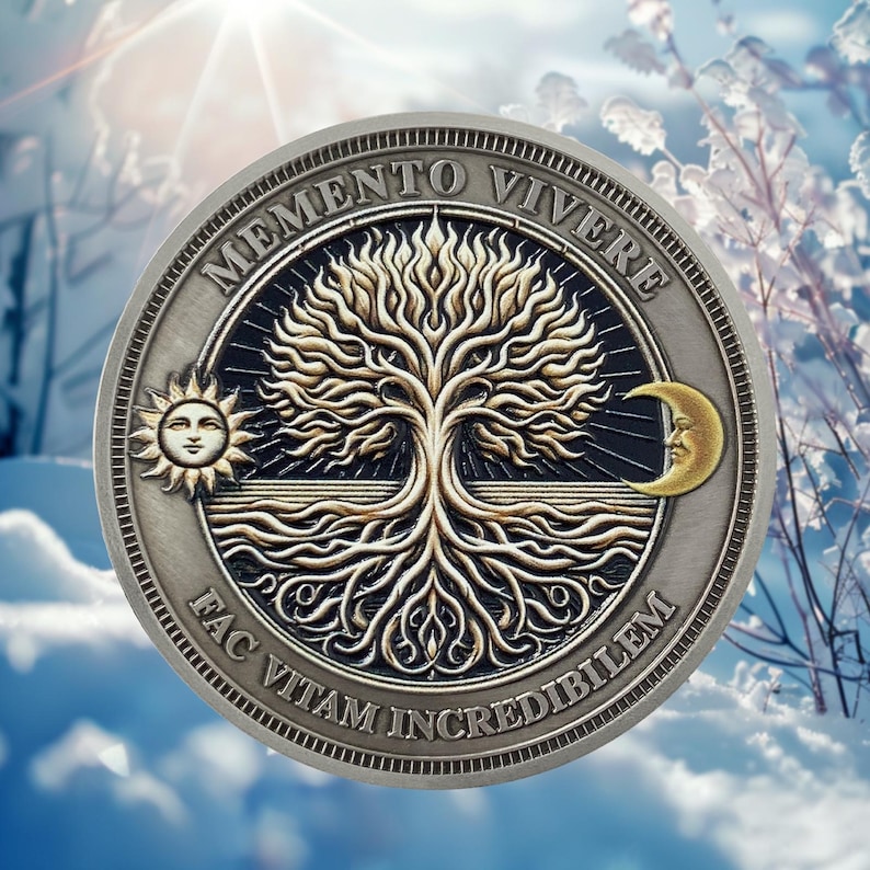 Memento Mori Coin Carpe Diem Stoicism Coin Hourglass Twoheaded Skull