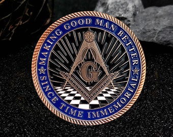 FreeMasonry Challenge Coin - Making Good Men Better - Masonic  Square and Compass Concho Signet Badge Coin