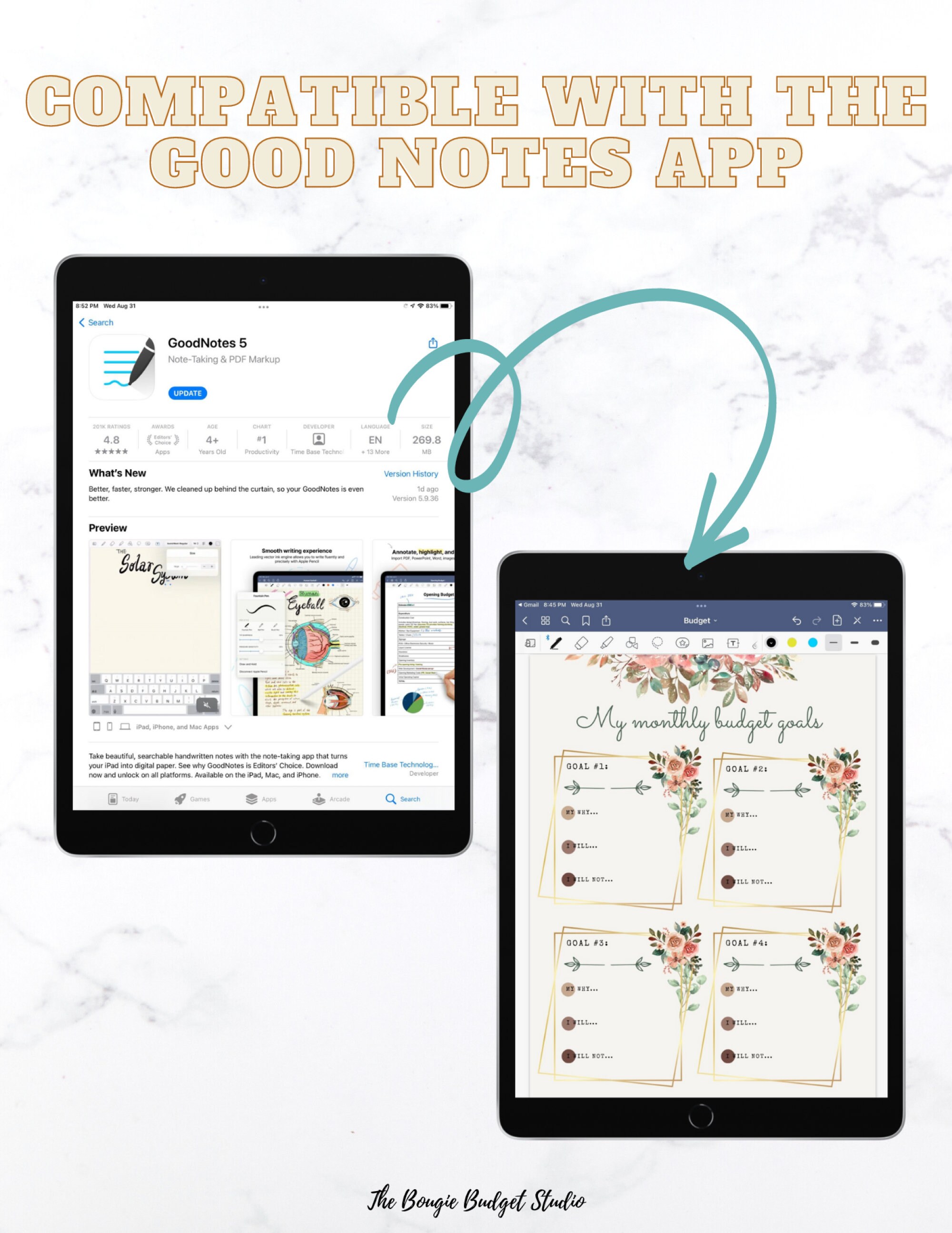 Monthly Budget Goals PDF Printable Download for Budget Planner ...