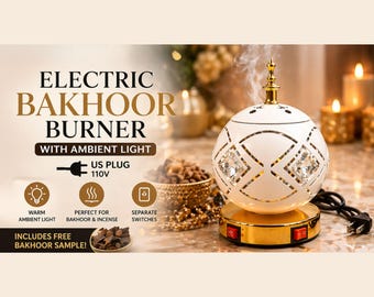 Quemador de incienso eléctrico con luz, enchufe estadounidense, ambientador para el hogar. Quemador de oud árabe.