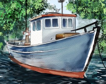 Watercolor boat