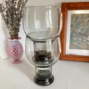 Set of 2 Libbey Smoke Gray Stacking Glasses