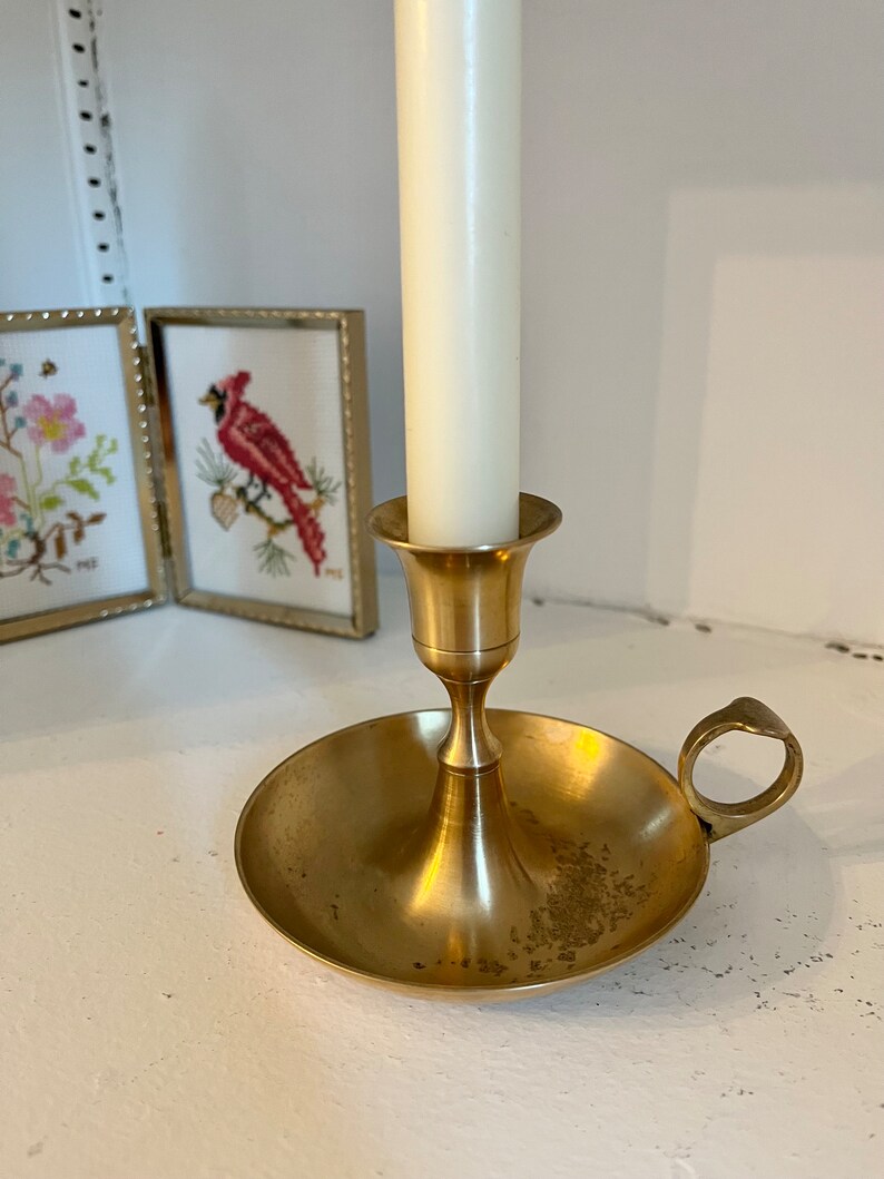 Vintage Brass Finger Loop Candle Stick Holder Etsy