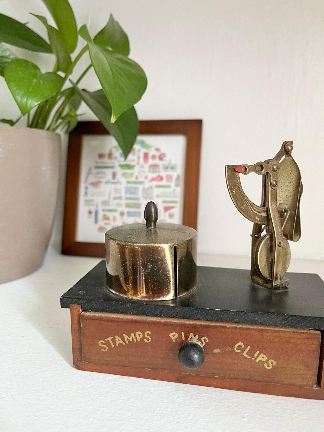 Vintage Stamp Dispenser Letter Scale and Storage Etsy