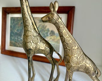 Set of 2 Vintage Brass Giraffes