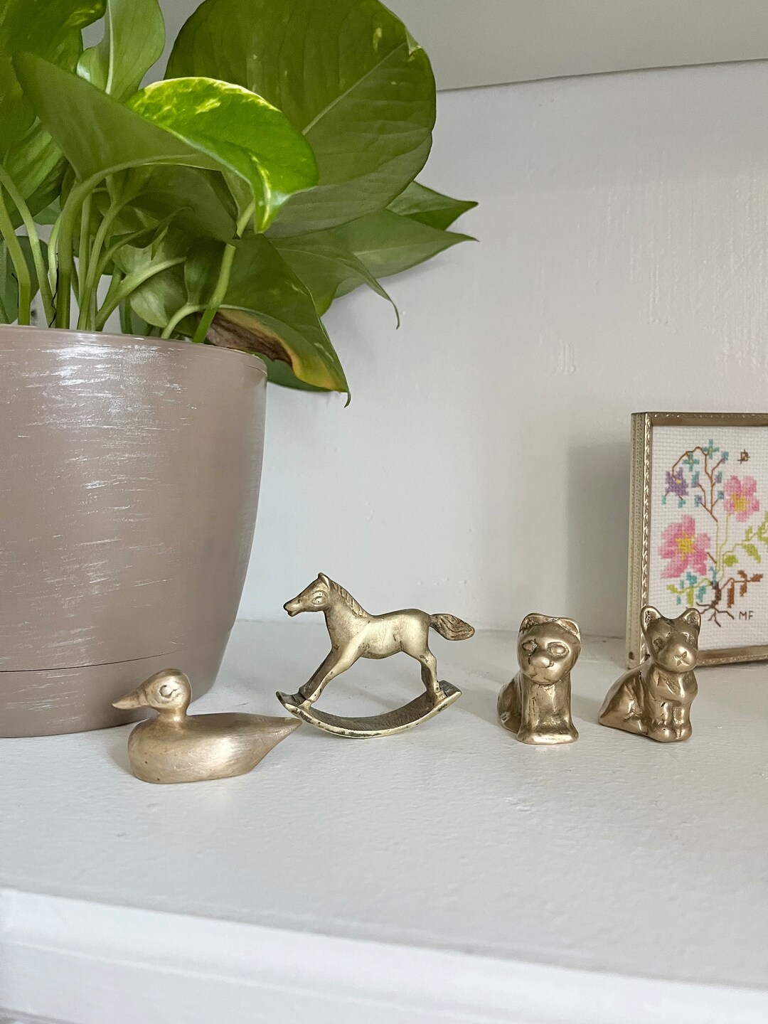 Vintage Small Brass Animals Brass Duck Brass Dog Brass Etsy