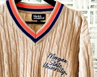 Morgan State University™ V-Neck Cable-Knit Sweater