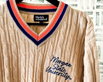 Morgan State University™ V-Neck Cable-Knit Sweater