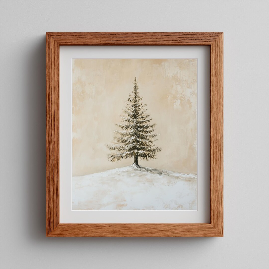 Rustic Printable Evergreen Pine Tree Art - Cozy Farmhouse Wall Decor ...