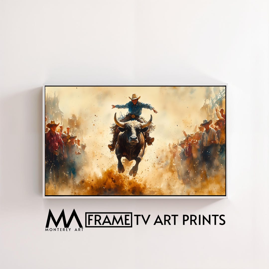 Frame Outline Rodeo Old West Cowboy Rodeo Frame TV Art, Dramatic Western TV Art, Action ...