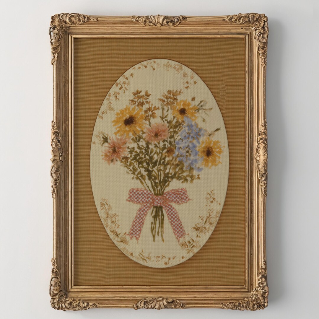 Vintage Cottagecore Wildflower Bouquet Print - Printable Floral Art ...