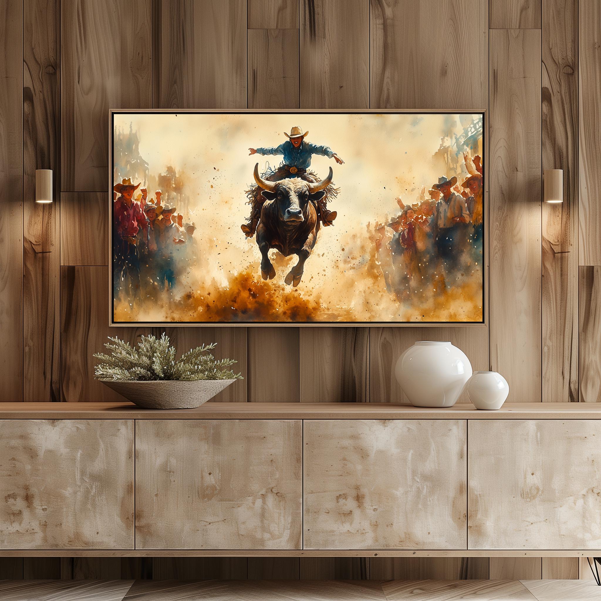 First Year Rodeo Frame Old West Cowboy Rodeo Frame TV Art, Dramatic Western TV Art, Action ...