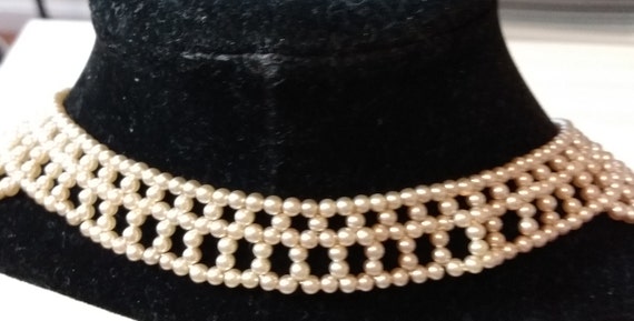 Vintage Creamy White Pearl Collar, 1950s - image 3