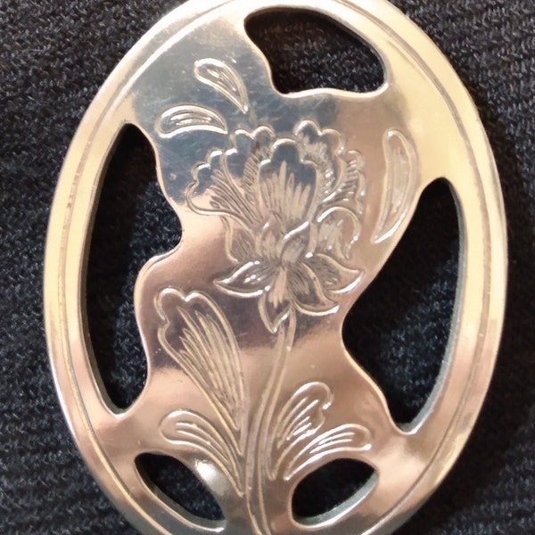 Lenox Pewter Iris/Orchid Pin, Brooch , Pewter, from the Kirk Stieff Collection in Original Box