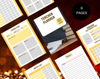 Printable Teacher Planner | lesson plan,2022-2023 teacher,2023 teacher planner,customizable planner,teacher planner book,teaching planner