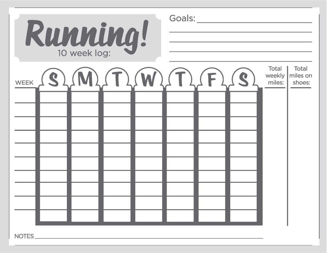 10-week-running-log-and-goalsgrey-etsy